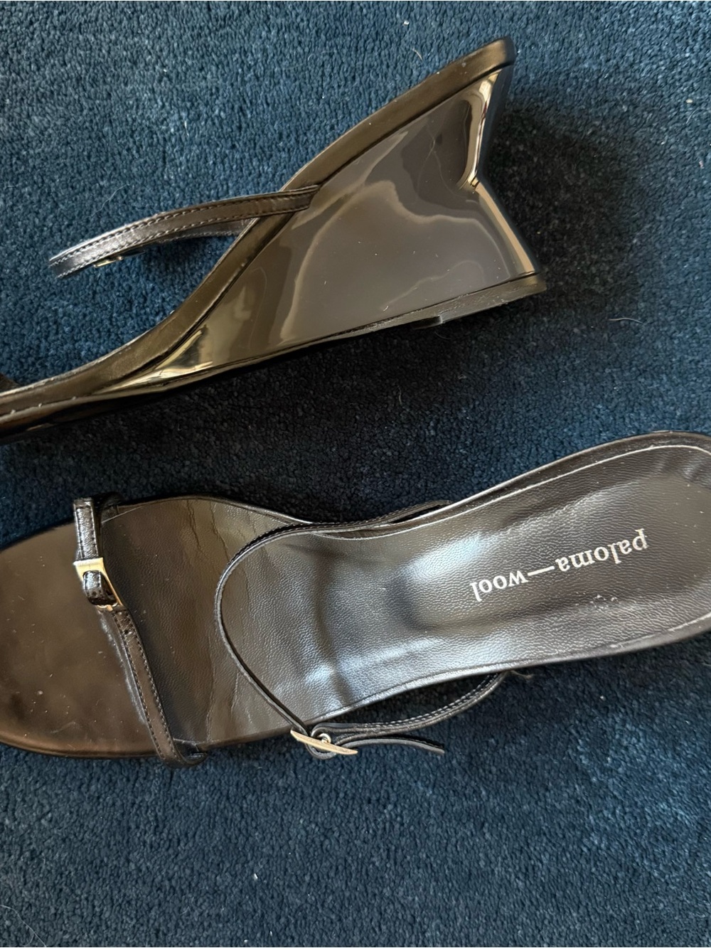 Paloma Wool Black Minimalist Strappy Slide Mules - Picture 3 of 8
